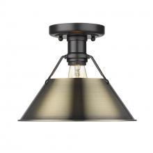  3306-FM BLK-AB - Orwell 1-Light Flush Mount in Matte Black with Aged Brass